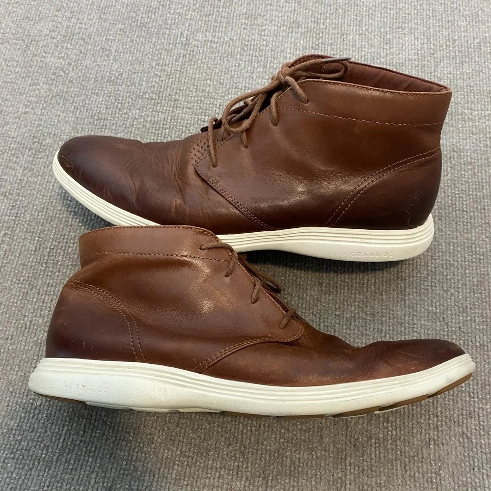 Cole Haan Boots Mens Size 13 M Brown Leather Chukka Ankle Lace Up Casual C29589